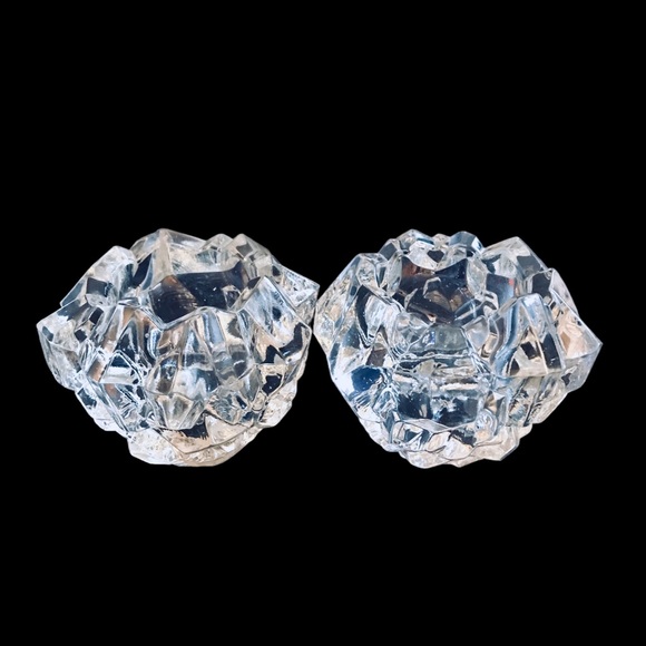 2 Goebel Crystal Meteor Charlottenhutte Votive Candleholders 4” Cubist Glamour - Picture 6 of 14